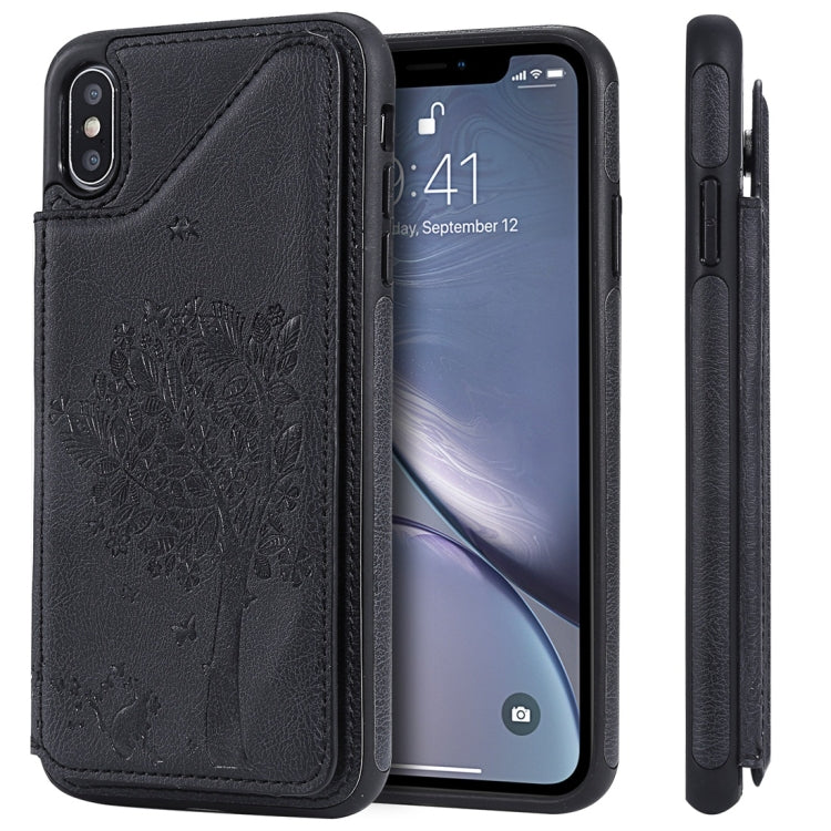 Cat Tree Embossing Pattern Shockproof Protective Case with Card Slots & Photo Frame, For iPhone 6 Plus, For iPhone 6, For iPhone 7 / 8, For iPhone 7 Plus / 8 Plus, For iPhone X, For iPhone XR, For iPhone XS Max, For iPhone XS