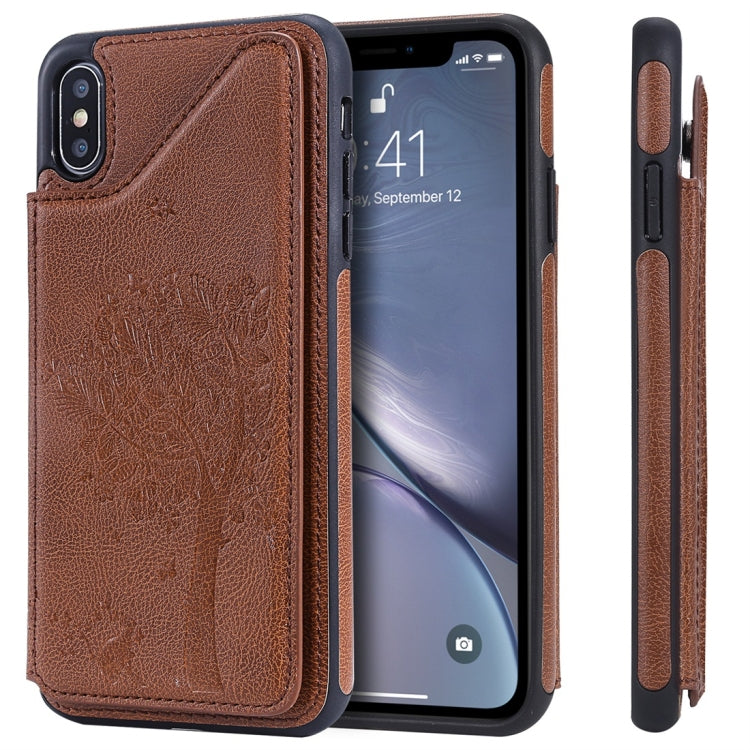 Cat Tree Embossing Pattern Shockproof Protective Case with Card Slots & Photo Frame, For iPhone 6 Plus, For iPhone 6, For iPhone 7 / 8, For iPhone 7 Plus / 8 Plus, For iPhone X, For iPhone XR, For iPhone XS Max, For iPhone XS