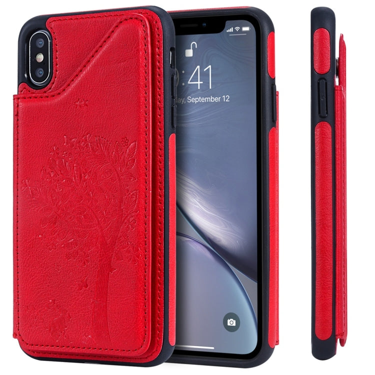 Cat Tree Embossing Pattern Shockproof Protective Case with Card Slots & Photo Frame, For iPhone 6 Plus, For iPhone 6, For iPhone 7 / 8, For iPhone 7 Plus / 8 Plus, For iPhone X, For iPhone XR, For iPhone XS Max, For iPhone XS