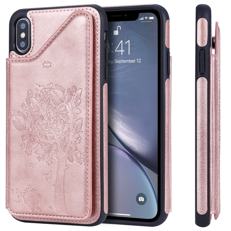 Cat Tree Embossing Pattern Shockproof Protective Case with Card Slots & Photo Frame, For iPhone 6 Plus, For iPhone 6, For iPhone 7 / 8, For iPhone 7 Plus / 8 Plus, For iPhone X, For iPhone XR, For iPhone XS Max, For iPhone XS