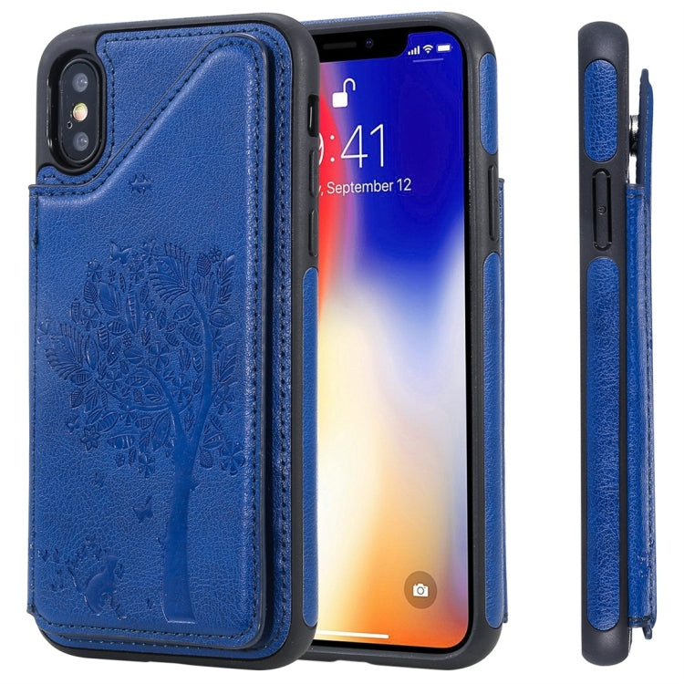 Cat Tree Embossing Pattern Shockproof Protective Case with Card Slots & Photo Frame, For iPhone 6 Plus, For iPhone 6, For iPhone 7 / 8, For iPhone 7 Plus / 8 Plus, For iPhone X, For iPhone XR, For iPhone XS Max, For iPhone XS