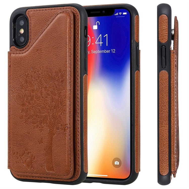 Cat Tree Embossing Pattern Shockproof Protective Case with Card Slots & Photo Frame, For iPhone 6 Plus, For iPhone 6, For iPhone 7 / 8, For iPhone 7 Plus / 8 Plus, For iPhone X, For iPhone XR, For iPhone XS Max, For iPhone XS