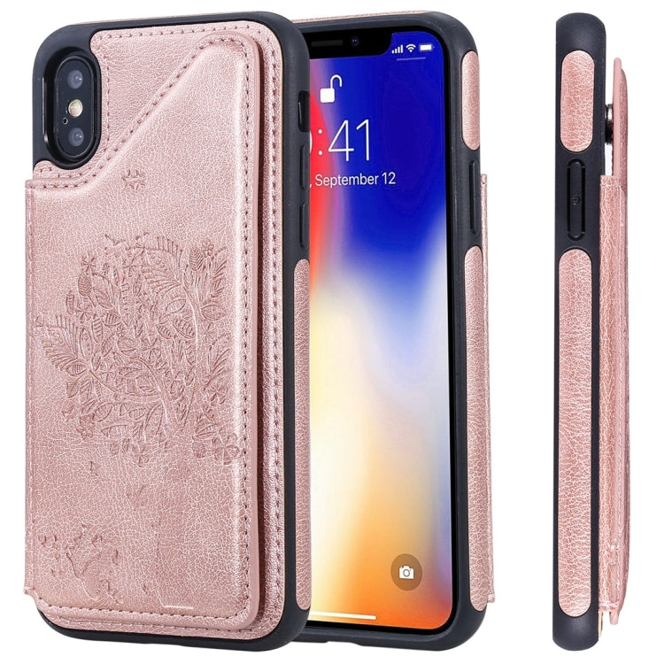 Cat Tree Embossing Pattern Shockproof Protective Case with Card Slots & Photo Frame, For iPhone 6 Plus, For iPhone 6, For iPhone 7 / 8, For iPhone 7 Plus / 8 Plus, For iPhone X, For iPhone XR, For iPhone XS Max, For iPhone XS