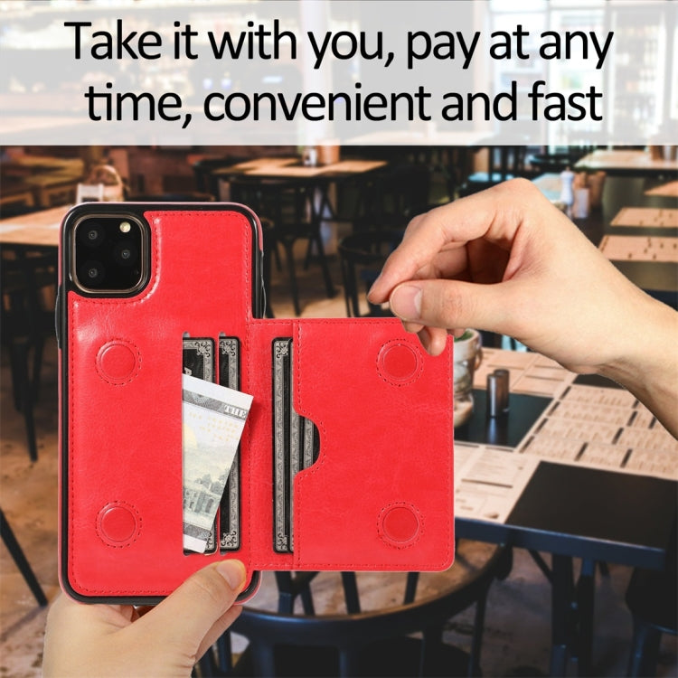 جراب واقٍ مقاوم للصدمات من البولي يوريثان الحراري + مادة TPU مع فتحات للبطاقات وحامل، لهاتف iPhone 11 Pro، وiPhone 11 Pro Max، وiPhone X / XS