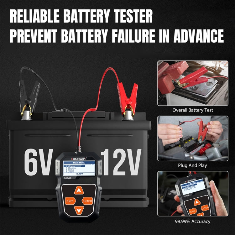 KONNWEI KW208 Car TFT Color Screen Battery Tester Support 8 Languages, KW208