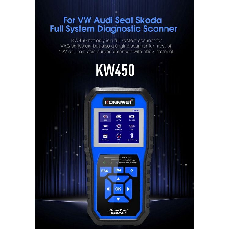 KONNWEI KW450 Car 2.8 inch TFT Color Screen Battery Tester Support 2 Languages / System XP WIN7 WIN8 WIN10, KW450