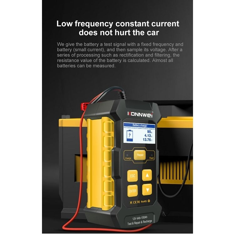 KONNWEI KW510 3 in 1 Car Battery Tester / Charger / Repairer, Support 8 Languages, KW510(EU Plug), KW510(US Plug)