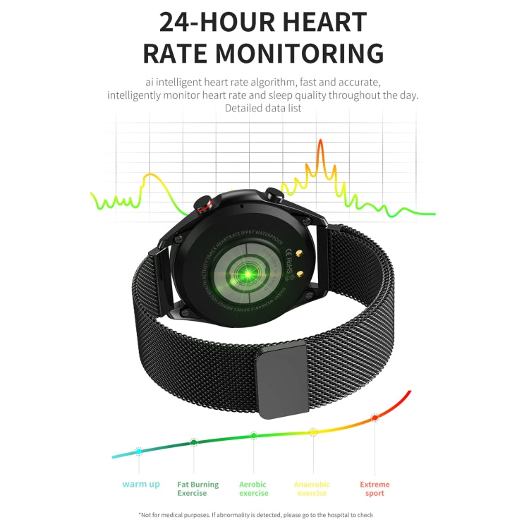 M98 1.28 inch IPS Color Screen IP67 Waterproof Smart Watch, Support Sleep Monitor / Heart Rate Monitor / Bluetooth Call, Style:Steel Strap