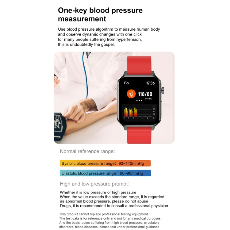 E86 1.7 inch TFT Color Screen IP68 Waterproof Smart Watch, Support Blood Oxygen Monitoring / Body Temperature Monitoring / AI Medical Diagnosis, Style: TPU Strap