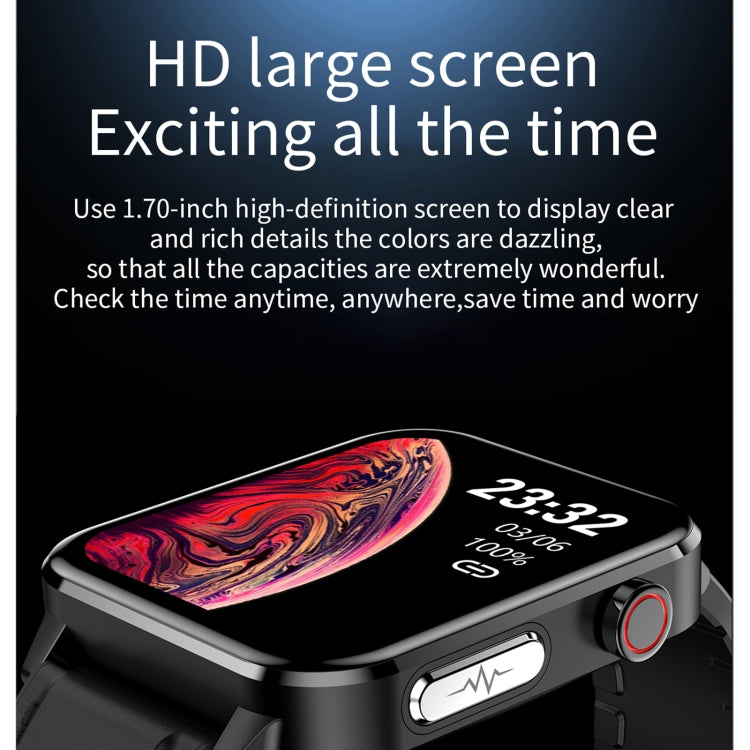 E86 1.7 inch TFT Color Screen IP68 Waterproof Smart Watch, Support Blood Oxygen Monitoring / Body Temperature Monitoring / AI Medical Diagnosis, Style: TPU Strap