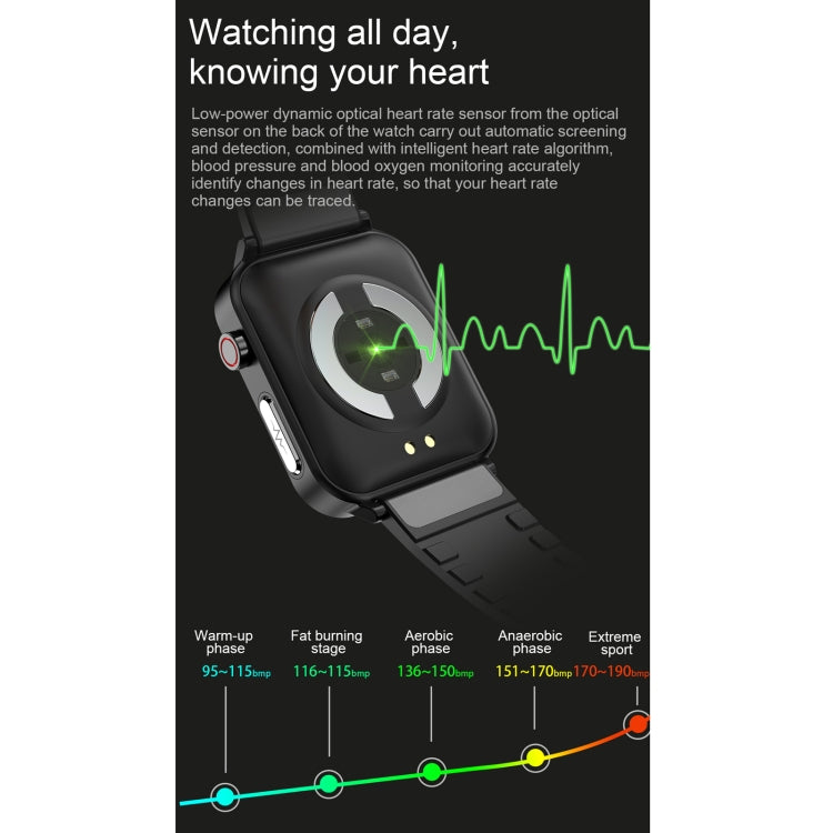 E86 1.7 inch TFT Color Screen IP68 Waterproof Smart Watch, Support Blood Oxygen Monitoring / Body Temperature Monitoring / AI Medical Diagnosis, Style: Steel Strap