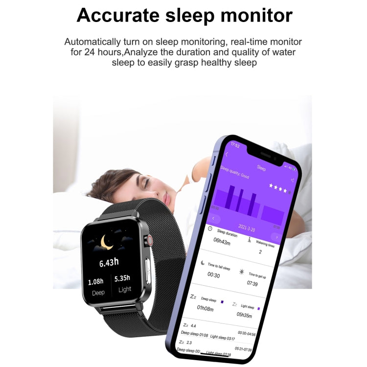 E86 1.7 inch TFT Color Screen IP68 Waterproof Smart Watch, Support Blood Oxygen Monitoring / Body Temperature Monitoring / AI Medical Diagnosis, Style: Steel Strap