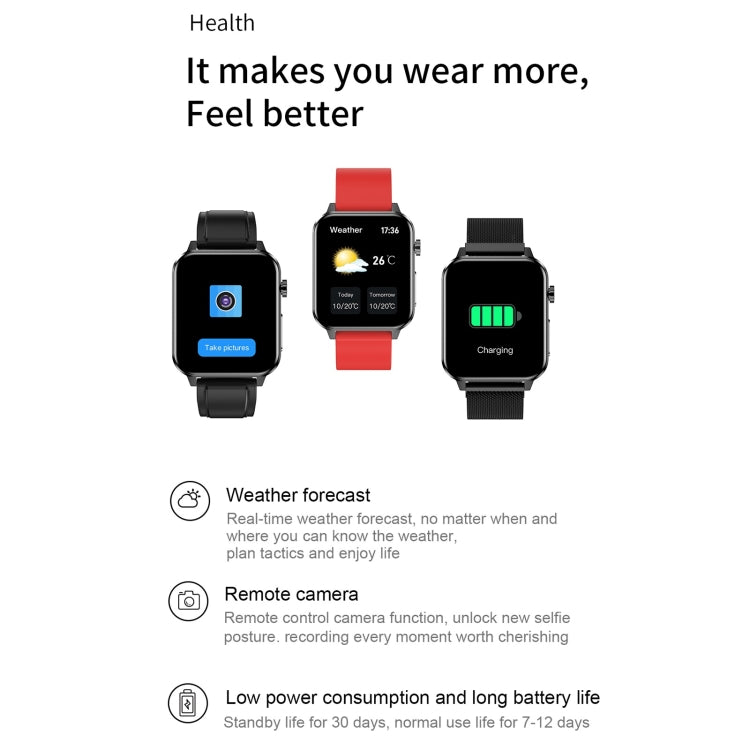 E86 1.7 inch TFT Color Screen IP68 Waterproof Smart Watch, Support Blood Oxygen Monitoring / Body Temperature Monitoring / AI Medical Diagnosis, Style: Steel Strap