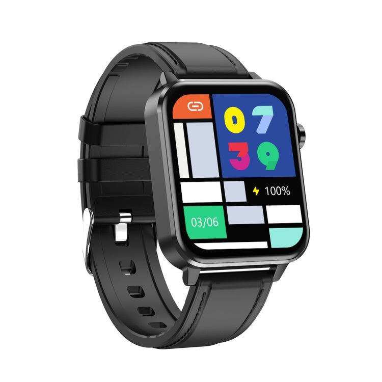 E86 1.7 inch TFT Color Screen IP68 Waterproof Smart Watch, Support Blood Oxygen Monitoring / Body Temperature Monitoring / AI Medical Diagnosis, Style: Leather Strap
