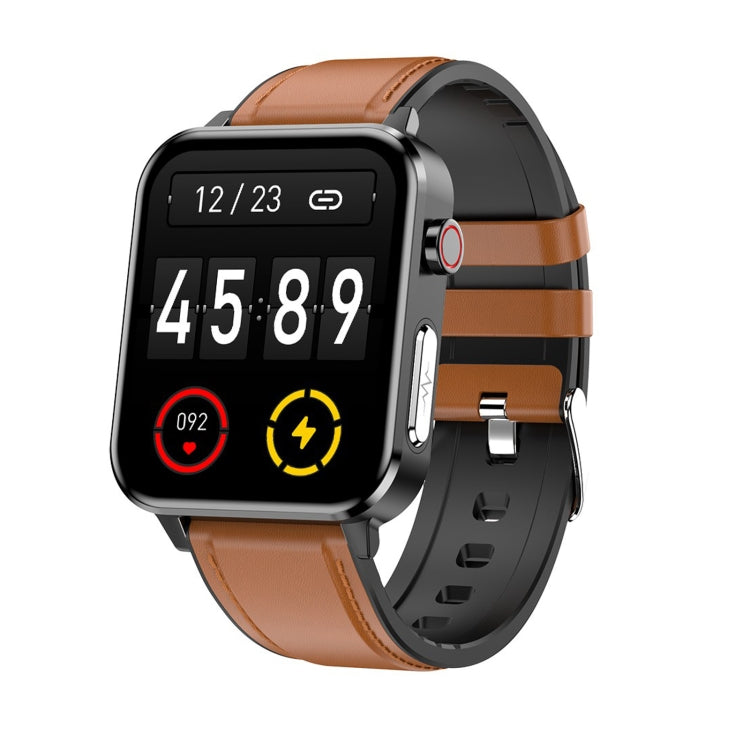 E86 1.7 inch TFT Color Screen IP68 Waterproof Smart Watch, Support Blood Oxygen Monitoring / Body Temperature Monitoring / AI Medical Diagnosis, Style: Leather Strap