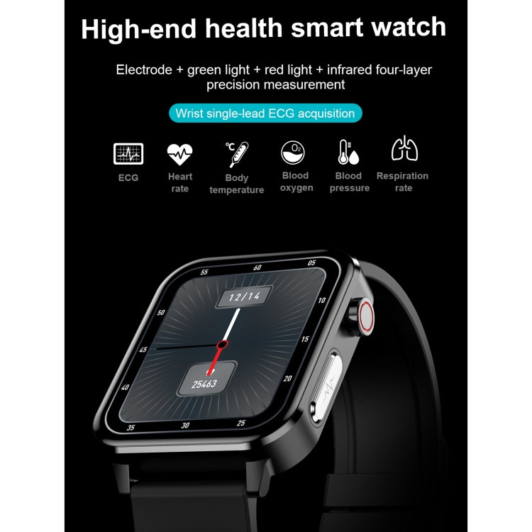 E86 1.7 inch TFT Color Screen IP68 Waterproof Smart Watch, Support Blood Oxygen Monitoring / Body Temperature Monitoring / AI Medical Diagnosis, Style: Leather Strap