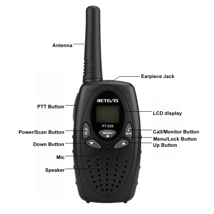 1 Pair RETEVIS RT628 0.5W US Frequency 462.550-467.7125MHz 22CHS Handheld Children Walkie Talkie