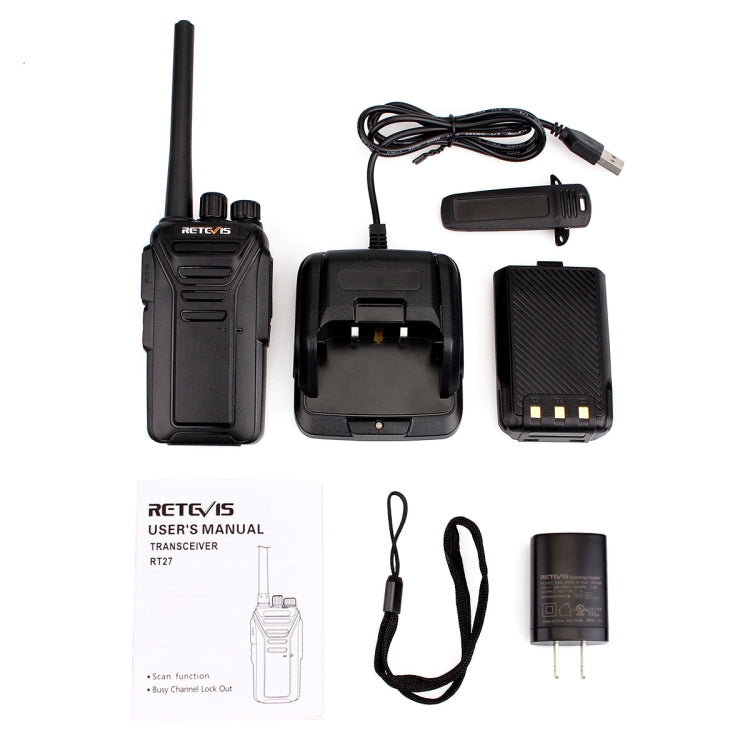 RETEVIS RT27 2W US Frequency 462.5500MHz-467.7125MHz 22CHS FRS Two Way Radio Handheld Walkie Talkie, US Plug