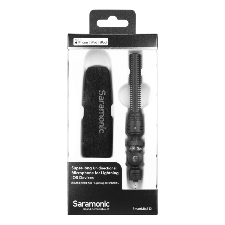 ميكروفون Saramonic SmartMic5 Di فائق الطول أحادي الاتجاه لأجهزة واجهة 8 سنون، SmartMic5 Di