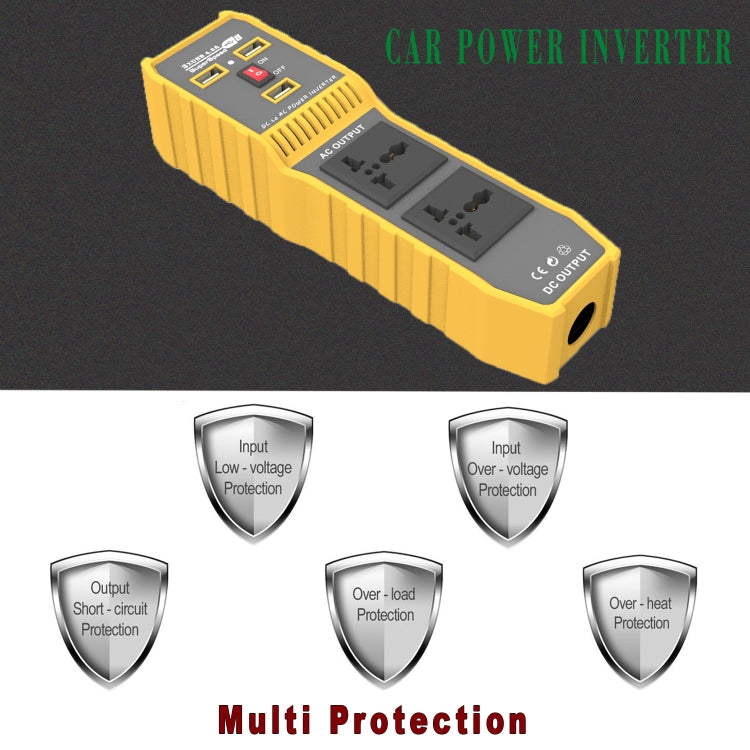12V to 220V 300W Car Power Inverter with Three USB, 12V to 220V