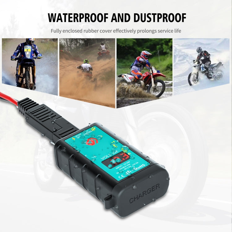 WUPP ZH-1422A2 DC12-24V Motorcycle Square Dual USB Fast Charging Charger with Switch + Voltmeter + Integrated SAE Socket + 1m SAE Socket Cable, ZH-1422A2