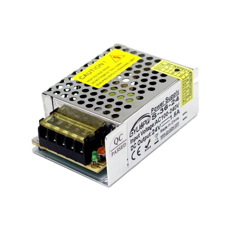 LED Regulated Switching Power Supply, Size: 86 x 58 x 33mm, S-15-5 DC5V 3A 15W, S-25-5 DC5V 3A 25W, S-36-12 DC12V 3A 36W, S-36-24 DC24V 1.5A 36W