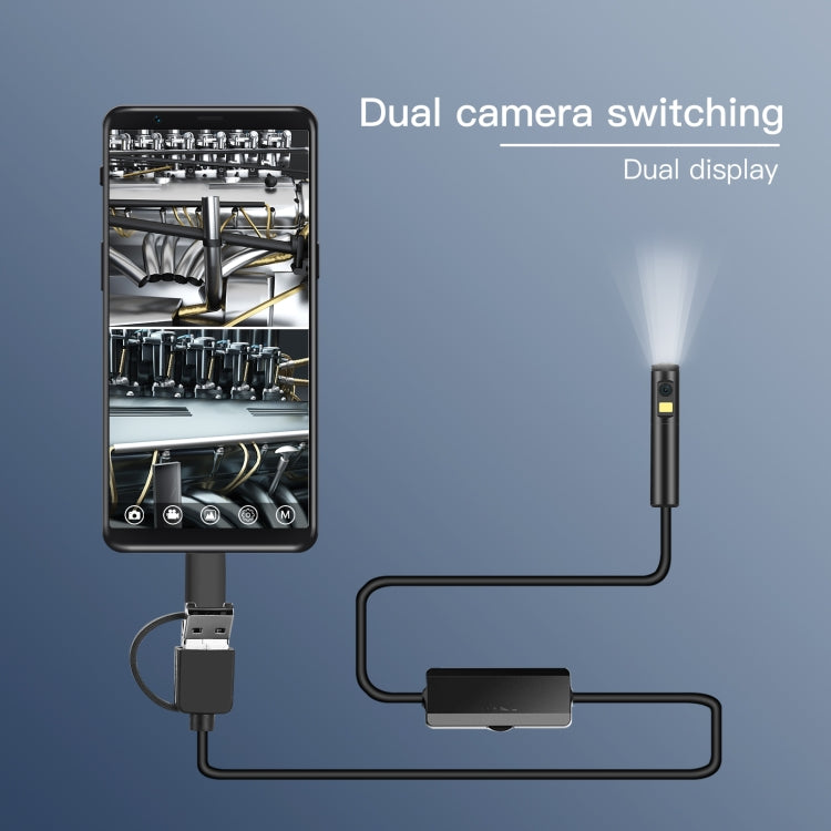 AN100 3 in 1 IP68 Waterproof USB-C / Type-C + Micro USB + USB Dual Cameras Industrial Didital Endoscope with 9 LEDs, Support Android System, Lens Diameter: 5.5mm