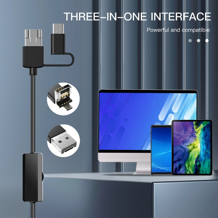 AN100 3 in 1 IP68 Waterproof USB-C / Type-C + Micro USB + USB Dual Cameras Industrial Didital Endoscope with 9 LEDs, Support Android System, Lens Diameter: 5.5mm