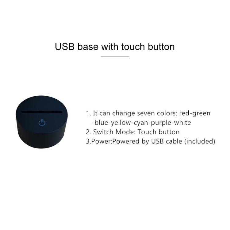 Black Base Creative 3D LED Decorative Night Light, USB with Touch Button Version