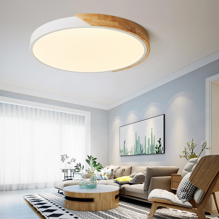 Wood Macaron LED Round Ceiling Lamp, 3-Colors Light, 23cm, 30cm, 40cm, 50cm, 60cm