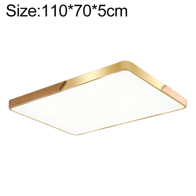 Wood Macaron LED Rectangle Ceiling Lamp, White Light, 88x62cm, 110x70cm