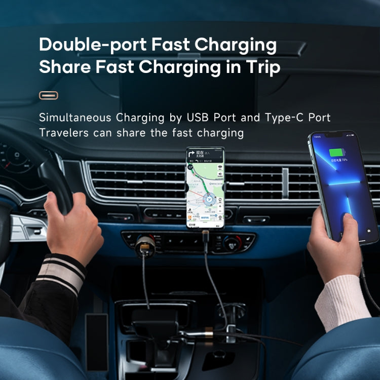 شاحن سيارة ROCK H16 PD 72 واط من النوع C / USB-C + USB ثنائي المنافذ، H16