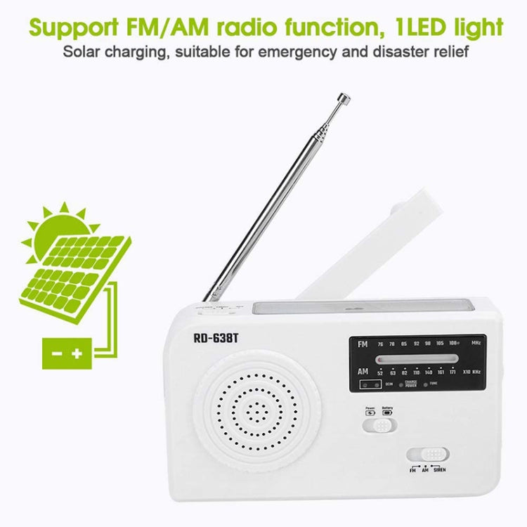 RD-638T Two-band Solar Powered AM / FM Radio Player Flashlight with Dynamo Function