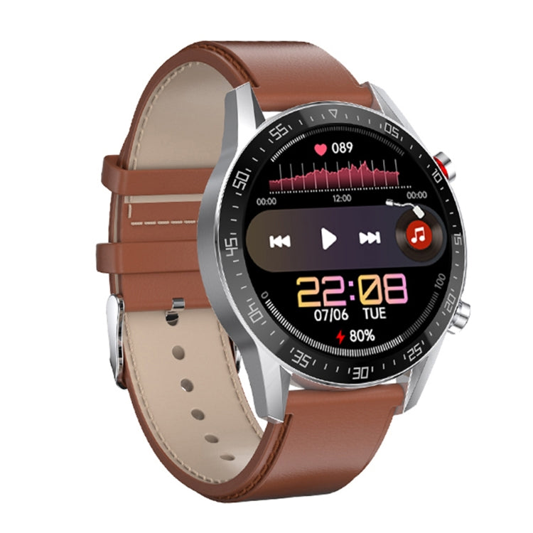 SK7Plus 1.28 inch IPS Screen Leather Strap Smart Watch, Support Bluetooth Call/Sleep Monitoring