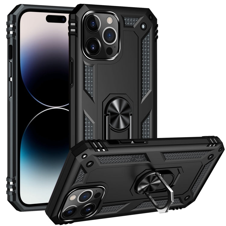 جراب هاتف مقاوم للصدمات مصنوع من مادة TPU + PC مع حامل حلقي، مناسب لأجهزة iPhone 14 وiPhone 14 Plus وiPhone 14 Pro وiPhone 14 Pro Max