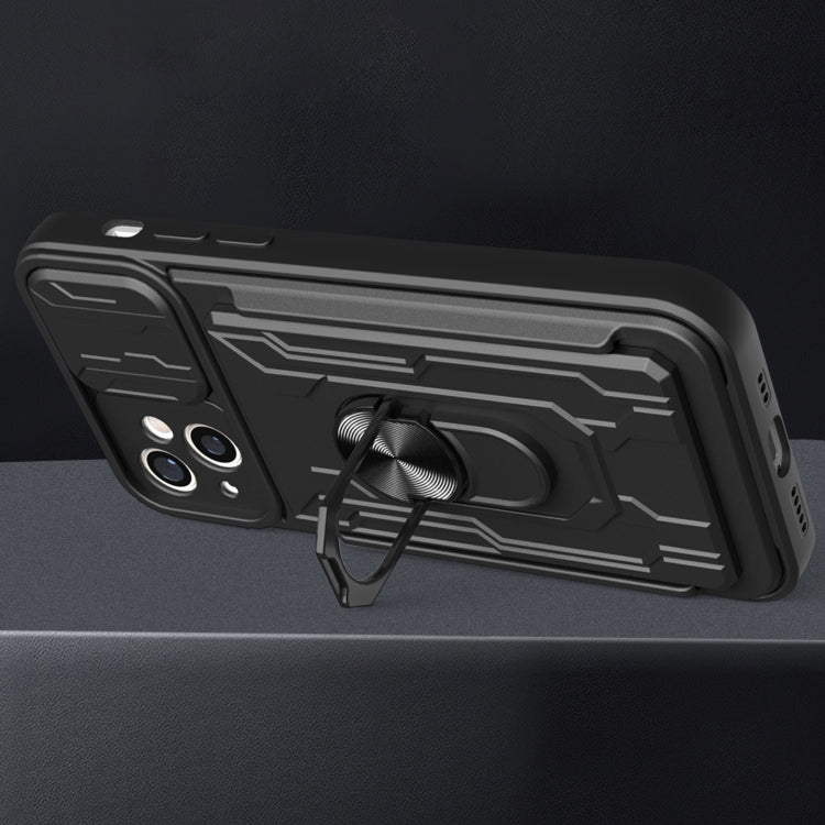 جراب هاتف منزلق من مادة TPU + PC مع فتحة بطاقة، لهاتف iPhone 14، وiPhone 14 Pro، وiPhone 14 Plus، وiPhone 14 Pro Max