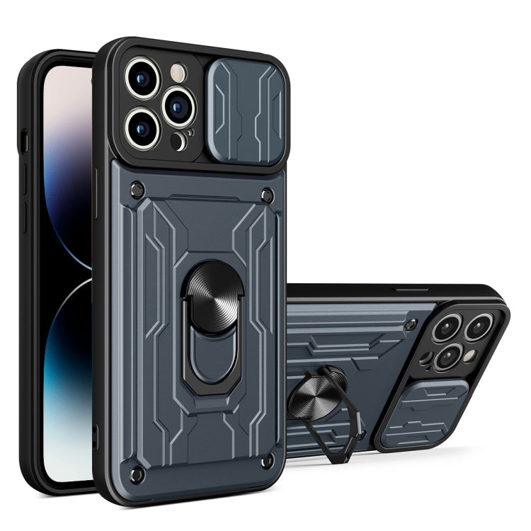 جراب هاتف منزلق من مادة TPU + PC مع فتحة بطاقة، لهاتف iPhone 14، وiPhone 14 Pro، وiPhone 14 Plus، وiPhone 14 Pro Max