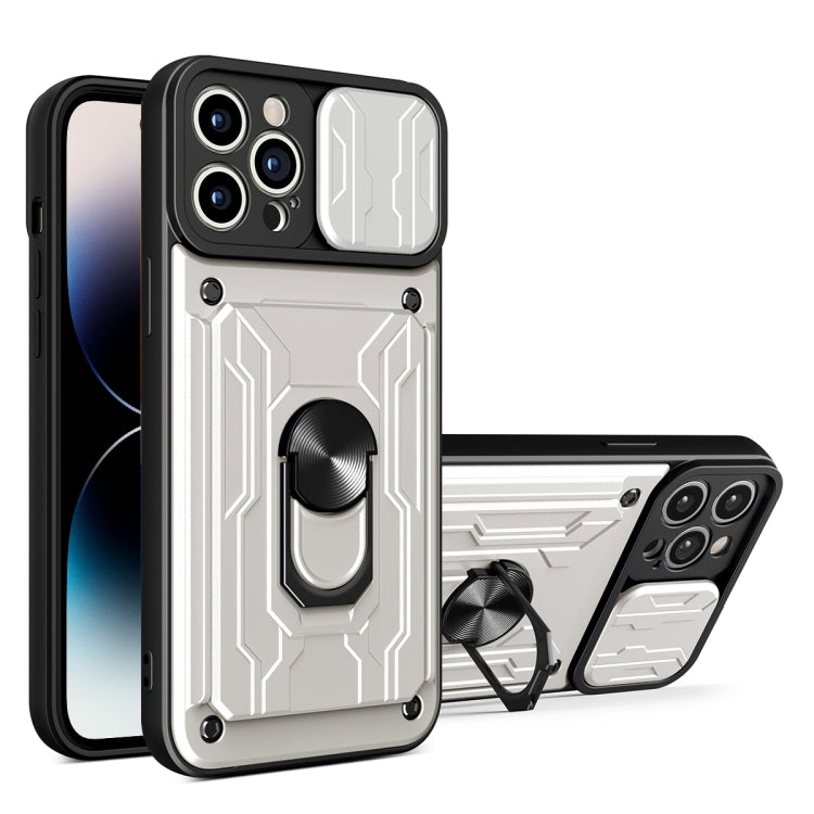 جراب هاتف منزلق من مادة TPU + PC مع فتحة بطاقة، لهاتف iPhone 14، وiPhone 14 Pro، وiPhone 14 Plus، وiPhone 14 Pro Max