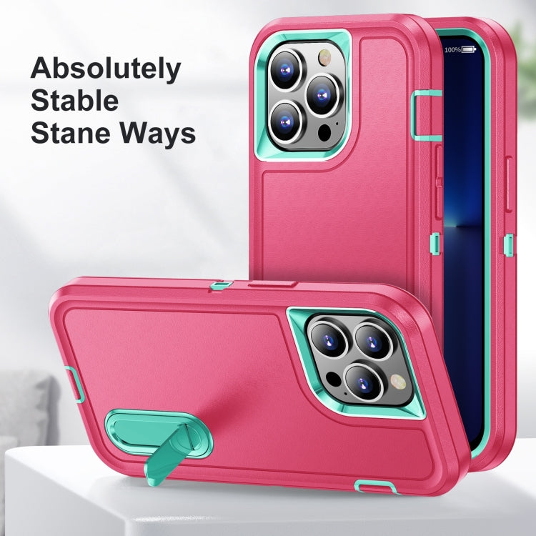 3 in 1 Rugged Holder Phone Case, For iPhone 14, For iPhone 14 Plus, For iPhone 14 Pro, For iPhone 14 Pro Max