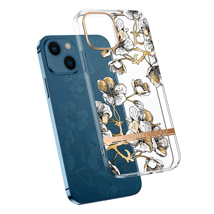 جراب هاتف شفاف مطلي كهربائيًا على شكل زهرة، مناسب لأجهزة iPhone 14 وiPhone 14 Pro وiPhone 14 Plus وiPhone 14 Pro Max