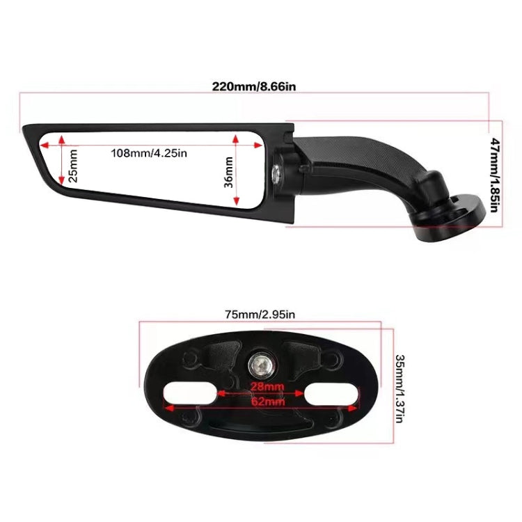 1 Pair Motorcycle Modified Rearview Mirrors Wind Wing Adjustable Rotating Side Mirrors, Adjustable Rotating