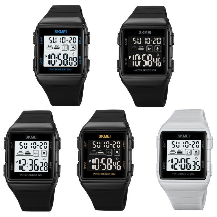 SKMEI 1960 Stainless Steel Buckle Silicone Strap Waterproof Electronic Watch
