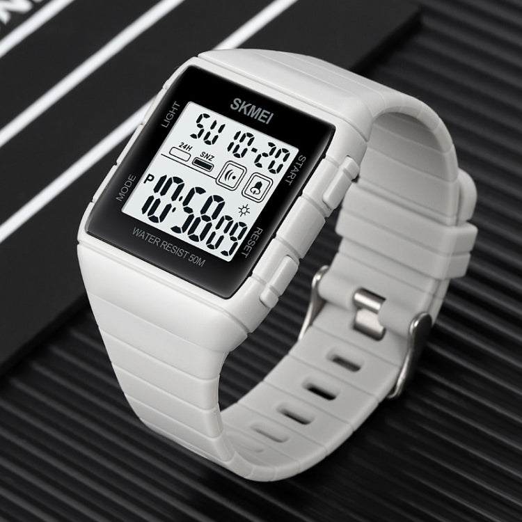 SKMEI 1960 Stainless Steel Buckle Silicone Strap Waterproof Electronic Watch