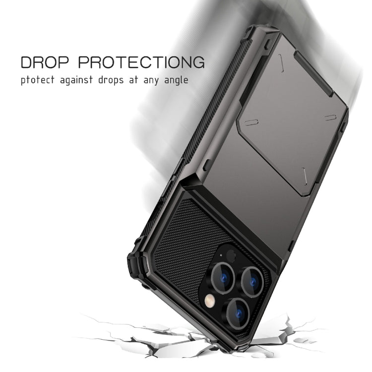 جراب واقٍ متين مقاوم للخدش والصدمات مع فتحة للبطاقات، لهاتف iPhone 14 وiPhone 14 Plus وiPhone 14 Pro