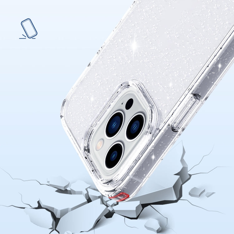 Crystal Clear Glitter Airbag Phone Case, For iPhone 14, For iPhone 14 Plus, For iPhone 14 Pro, For iPhone 14 Pro Max