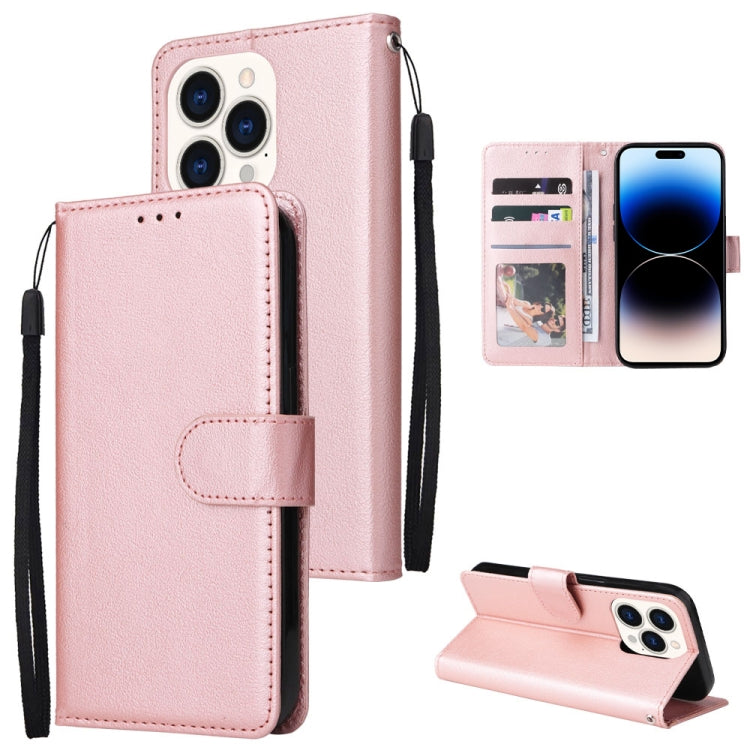جراب جلدي متعدد الوظائف قابل للطي أفقيًا مع ثلاث فتحات للبطاقات، لهاتف iPhone 14، وiPhone 14 Plus، وiPhone 14 Pro، وiPhone 14 Pro Max