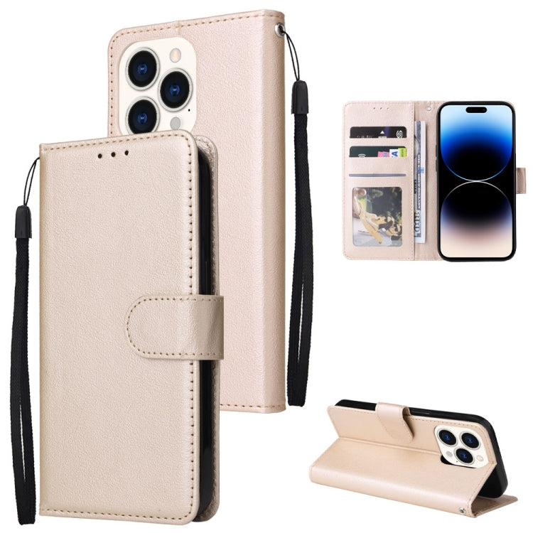 جراب جلدي متعدد الوظائف قابل للطي أفقيًا مع ثلاث فتحات للبطاقات، لهاتف iPhone 14، وiPhone 14 Plus، وiPhone 14 Pro، وiPhone 14 Pro Max