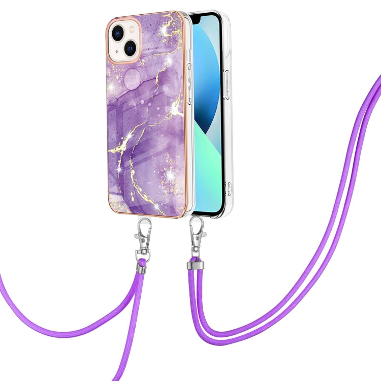 جراب IMD TPU مقاوم للصدمات بنمط رخامي مطلي بالكهرباء مع حبل للرقبة، لهاتف iPhone 14، وiPhone 14 Plus، وiPhone 14 Pro، وiPhone 14 Pro Max