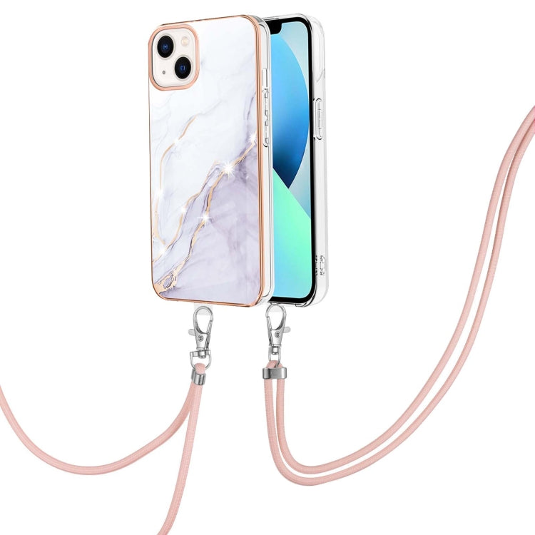 جراب IMD TPU مقاوم للصدمات بنمط رخامي مطلي بالكهرباء مع حبل للرقبة، لهاتف iPhone 14، وiPhone 14 Plus، وiPhone 14 Pro، وiPhone 14 Pro Max