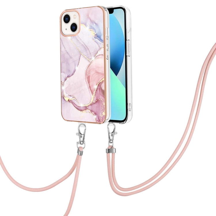 جراب IMD TPU مقاوم للصدمات بنمط رخامي مطلي بالكهرباء مع حبل للرقبة، لهاتف iPhone 14، وiPhone 14 Plus، وiPhone 14 Pro، وiPhone 14 Pro Max